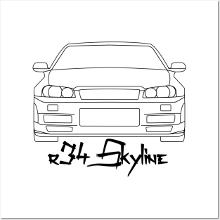 Nissan R34 Skyline GTR - Simple Lines Posters and Art